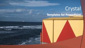  Presentation with seashore - PPT theme consisting of cozy-terrace-on-the-beach background and a teal colored foreground