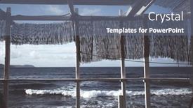  Presentation with seashore - PPT theme with cozy-terrace-on-the-beach background and a gray colored foreground