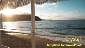  Presentation with seashore - Slides featuring cozy-terrace-on-the-beach background and a tawny brown colored foreground