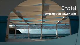  Presentation with seashore - Presentation theme having cozy-terrace-on-the-beach background and a gray colored foreground