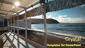  Presentation with seashore - Presentation theme consisting of cozy-terrace-on-the-beach background and a tawny brown colored foreground