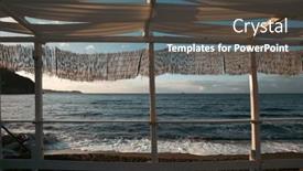  Presentation with seashore - Slide deck having cozy-terrace-on-the-beach background and a dark gray colored foreground