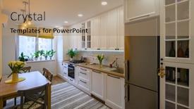  Presentation with dining table - Colorful presentation enhanced with cozy-well-designed-modern-kitchen backdrop and a coral colored foreground