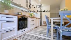  Presentation with dining table - Amazing presentation theme having cozy-well-designed-modern-kitchen backdrop and a mint green colored foreground
