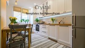  Presentation with dining - Beautiful slide set featuring cozy-well-designed-modern-kitchen backdrop and a soft green colored foreground