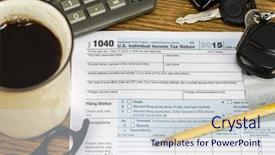  Presentation with tax - PPT theme featuring cpa - us tax form 1040 background and a sky blue colored foreground