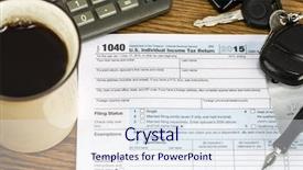  Presentation with tax - Slide deck enhanced with cpa - us tax form 1040 background and a sky blue colored foreground