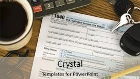  Presentation with calculator - Slide set consisting of cpa - us tax form 1040 background and a soft green colored foreground