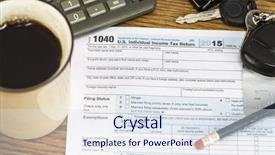  Presentation with tax - Colorful slide set enhanced with cpa - us tax form 1040 backdrop and a sky blue colored foreground