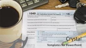  Presentation with tax compliance risk management - Slides having cpa - us tax form 1040 background and a light gray colored foreground