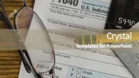  Presentation with calculator - PPT theme consisting of cpa - us tax form 1040 background and a coral colored foreground