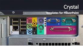  Presentation with computer motherboard - Slides with cpi - colorful ports on motherboard background and a  colored foreground