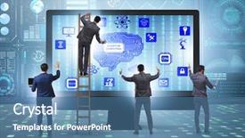  Presentation with quantum computing - Theme featuring cpu - concept of quantum computing background and a teal colored foreground