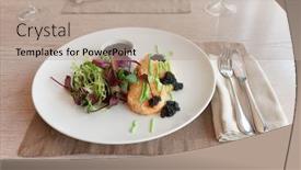  Presentation with seaweed - PPT theme consisting of crab-cakes-with-salad-mix background and a mint green colored foreground