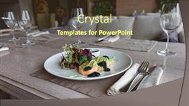  Presentation with seaweed - Beautiful PPT theme featuring crab-cakes-with-salad-mix backdrop and a tawny brown colored foreground