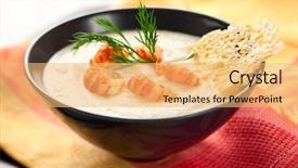  Presentation with crab - Theme enhanced with celeriac soup with crab background and a yellow colored foreground