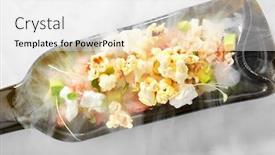 Presentation with meat food - PPT theme enhanced with crab-meat-and-pop-corn background and a white colored foreground