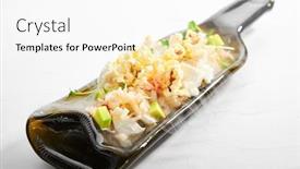  Presentation with meat food - Amazing slide set having crab-meat-and-pop-corn backdrop and a white colored foreground