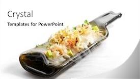  Presentation with meat food - Presentation design featuring crab-meat-and-pop-corn background and a white colored foreground