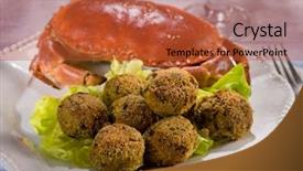  Presentation with green condominium - Beautiful PPT layouts featuring crab meatballs with green salad backdrop and a red colored foreground