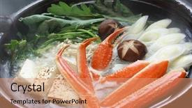  Presentation with crab - Colorful PPT theme enhanced with crab nabemono japanese one pot backdrop and a coral colored foreground