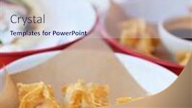  Presentation with crab - Colorful slides enhanced with crab-rangoon-in-outdoor-restaurant backdrop and a sky blue colored foreground