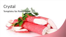  Presentation with crab - Presentation theme having crab sticks and parsley isolated on white background and a white colored foreground
