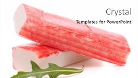  Presentation with crab - Beautiful presentation design featuring crab sticks group and rucola leaf isolated on white background backdrop and a pink colored foreground