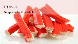  Presentation with crab - Slide deck consisting of crab-sticks-isolated-on-white background and a coral colored foreground