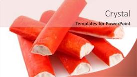  Presentation with crab - Beautiful slides featuring crab-sticks-isolated-on-white backdrop and a coral colored foreground