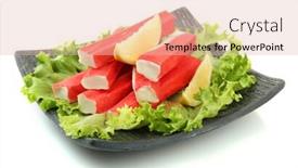  Presentation with crab - Slides having mage of gourmet seared scallops background and a soft green colored foreground