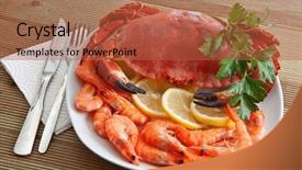  Presentation with crab - Amazing slide set having crab with shrimp and parsley backdrop and a red colored foreground