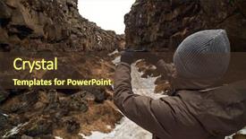  Presentation with crack - Beautiful slide set featuring crack between tectonic plate backdrop and a tawny brown colored foreground