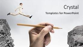  Presentation with successful - Cool new slide deck with crack bridge - young successful businessman jumping backdrop and a  colored foreground