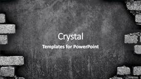  Presentation with brick - Presentation theme having crack concrete - brick wall with large hole background and a dark gray colored foreground