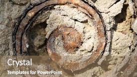  Presentation with close up of rusty rebar - Beautiful slide deck featuring crack concrete - rusty metal spiral with cement backdrop and a coral colored foreground