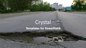  Presentation with asphalt road - Beautiful PPT theme featuring crack-in-the-asphalt backdrop and a gray colored foreground