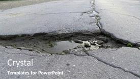  Presentation with asphalt road - Slide set featuring crack-in-the-asphalt background and a gray colored foreground