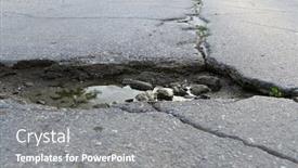  Presentation with crack - Amazing slides having crack-in-the-asphalt backdrop and a gray colored foreground