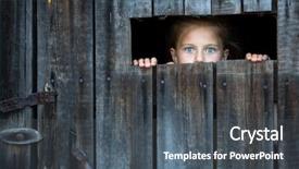  Presentation with crack - Presentation theme featuring locked the child anxiously looks background and a dark gray colored foreground
