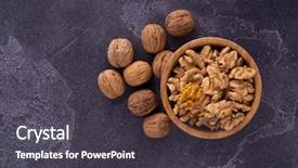  Presentation with cracked - Slide set consisting of cracked and whole walnuts background and a dark gray colored foreground