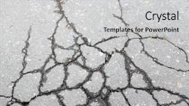  Presentation with paving - Audience pleasing PPT layouts consisting of cracked asphalt close up backdrop and a light gray colored foreground