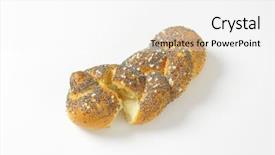  Presentation with cracked - PPT theme having cracked bun sprinkled with poppy seeds and salt background and a white colored foreground