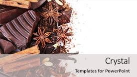  Presentation with snicker chocolate bar - Beautiful presentation theme featuring cracked chocolate bar with spices backdrop and a  colored foreground