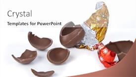  Presentation with white chocolate - Amazing PPT theme having cracked-chocolate-egg-isolated backdrop and a white colored foreground