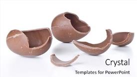  Presentation with cracked - Amazing slide deck having cracked chocolate egg isolated backdrop and a sky blue colored foreground