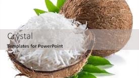  Presentation with coconut fruit - Presentation theme with cracked-coconut-fruit-with-white background and a light gray colored foreground