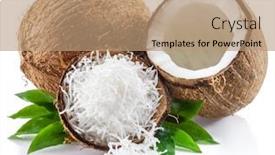  Presentation with coconut fruit - Presentation design having cracked-coconut-fruit-with-white background and a coral colored foreground