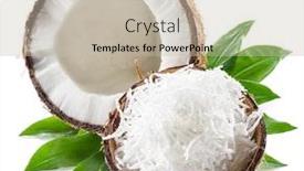  Presentation with coconut fruit - Slide set featuring cracked-coconut-fruit-with-white background and a soft green colored foreground