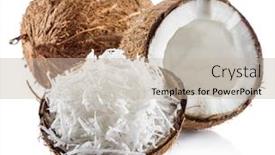  Presentation with coconut fruit - PPT theme with cracked-coconut-fruit-with-white background and a mint green colored foreground